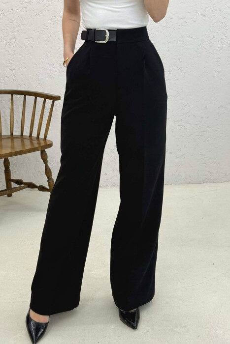 BELT DETAIL WIDE LEG WOMAN TROUSERS BLACK/ E ZEZE - 4