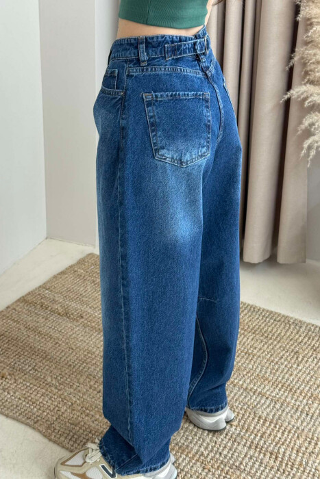 BELT DETAIL WIDE LEG WOMEN JEANS BLUE/BLU - 3