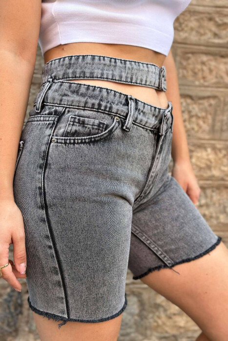BELT DETAIL WOMAN SHORT JEANS DARK GREY/GEE - 4