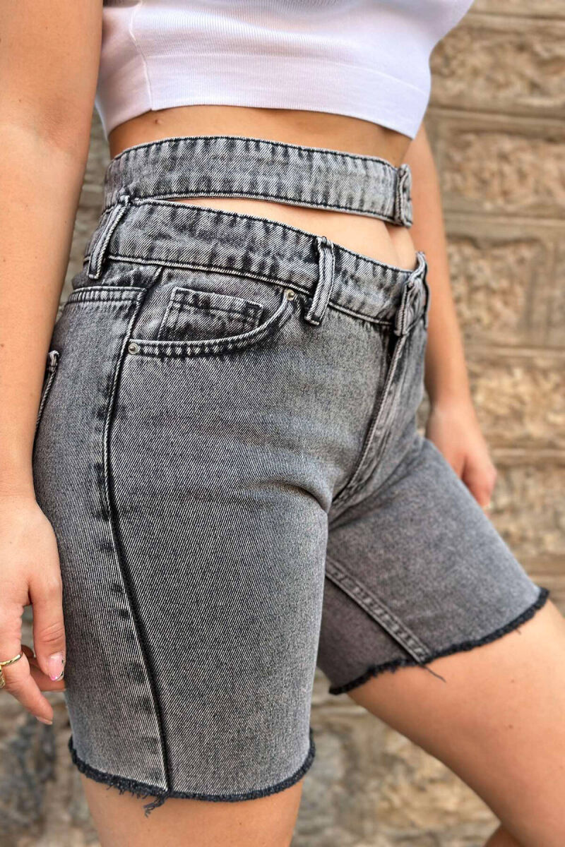 BELT DETAIL WOMAN SHORT JEANS DARK GREY/GEE - 4