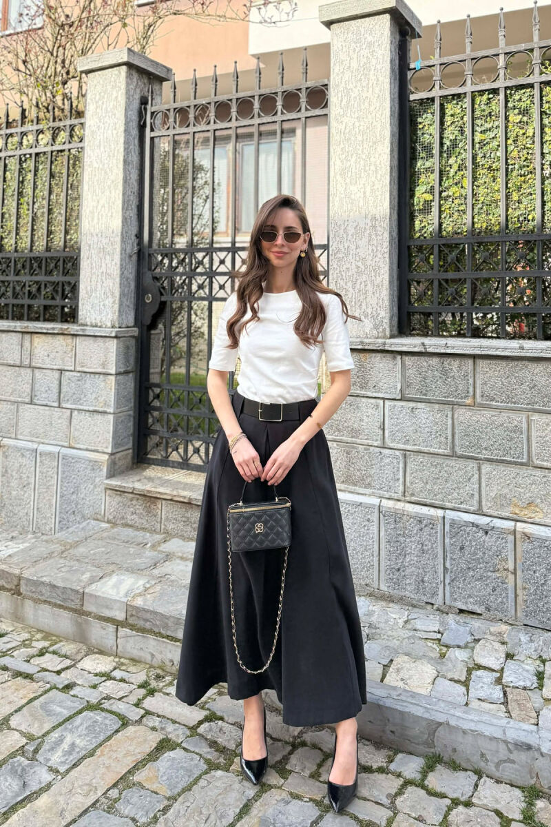 BELT DETAIL WOMAN SKIRT BLACK/ E ZEZE - 5