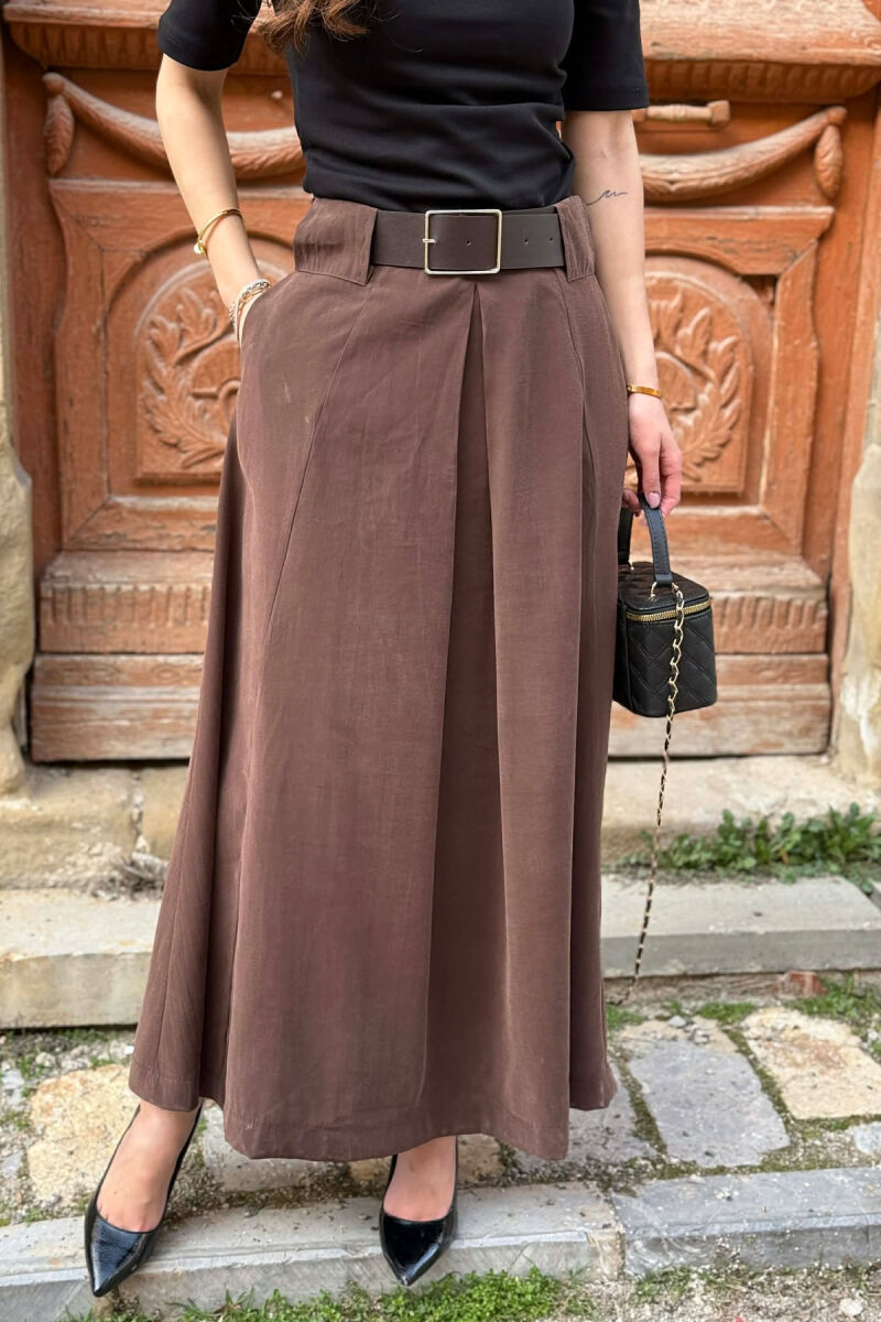 BELT DETAIL WOMAN SKIRT BROWN/KAFE - 2