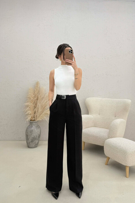 BELT DETAIL WOMAN TROUSERS BLACK/ E ZEZE - 1