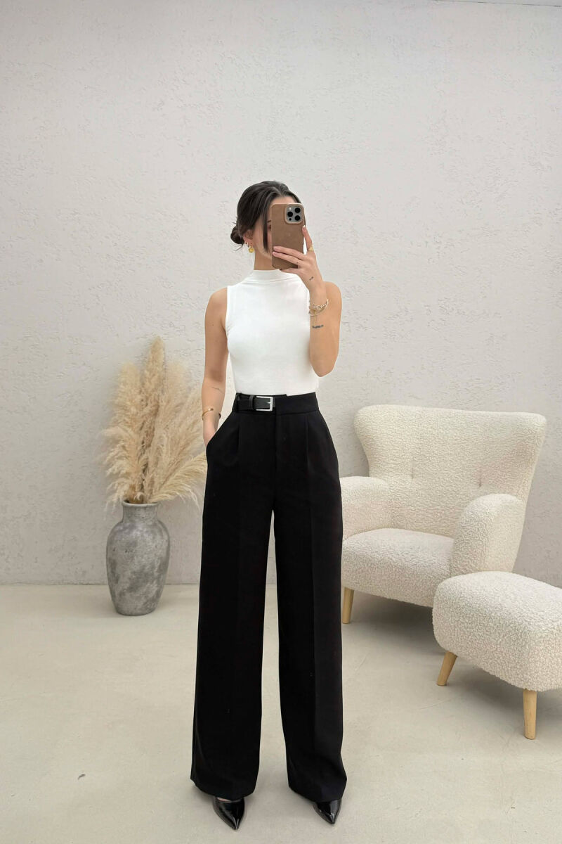 BELT DETAIL WOMAN TROUSERS BLACK/ E ZEZE - 1