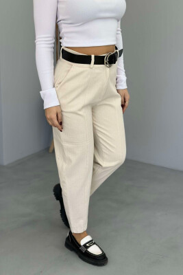 BELT DETAIL WOMEN TROUSERS BEIGE/BEZHE 