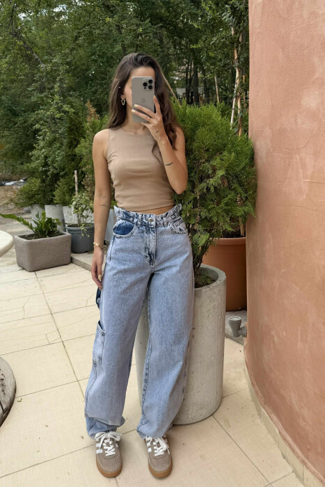 BELT DETAILS BAGGY WOMEN JEANS BEAUBLUE/BBL - 2