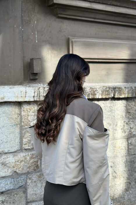 BELT DETAILS CROPPED WOMEN JACKET OLIVE/ULLI - 5