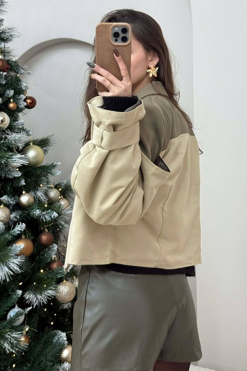 BELT DETAILS CROPPED WOMEN JACKET OLIVE/ULLI - 3