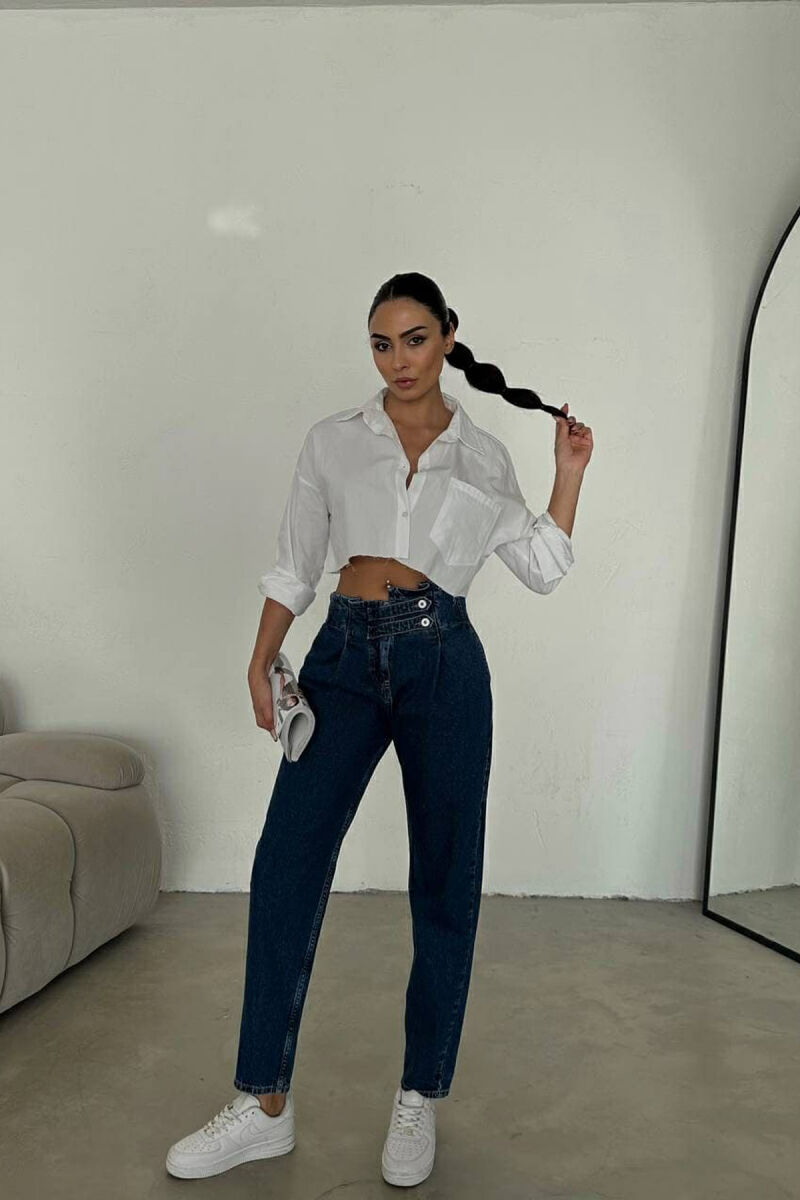 BELT DETAILS ONE COLOR WOMEN JEANS BLUE/BLU - 1