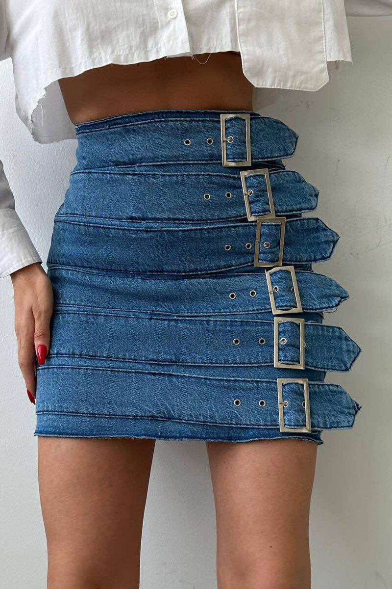 BELT DETAILS WOMEN SKIRT BLUE/BLU - 5