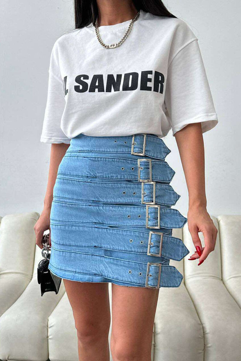 BELT DETAILS WOMEN SKIRT LIGHTBLUE/BZ - 1