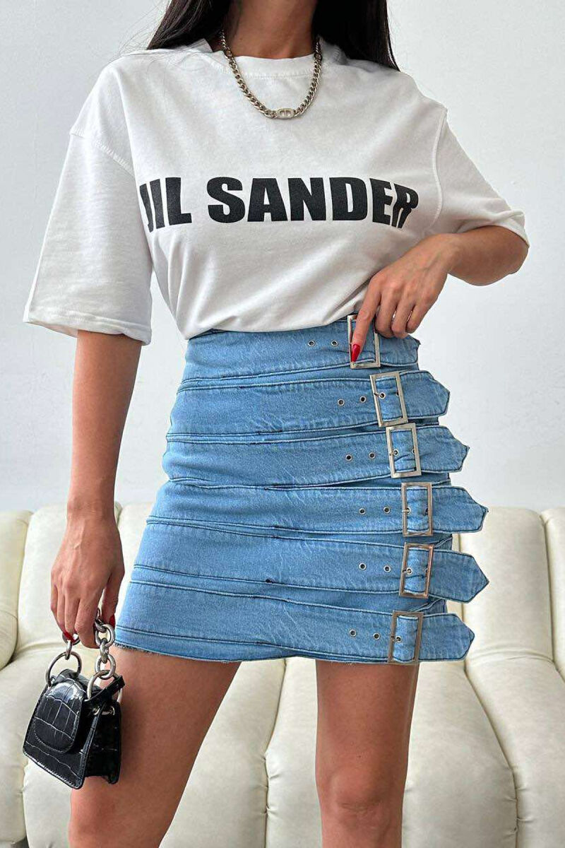 BELT DETAILS WOMEN SKIRT LIGHTBLUE/BZ - 3