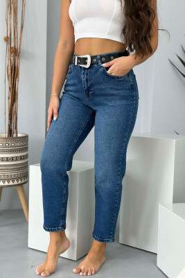 BELT MOM FRIEND DENIM WOMAN JEANS BLUE/BLU 