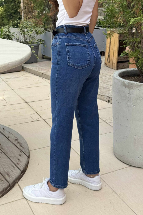 BELT MOM FRIEND DENIM WOMAN JEANS BLUE/BLU - 9