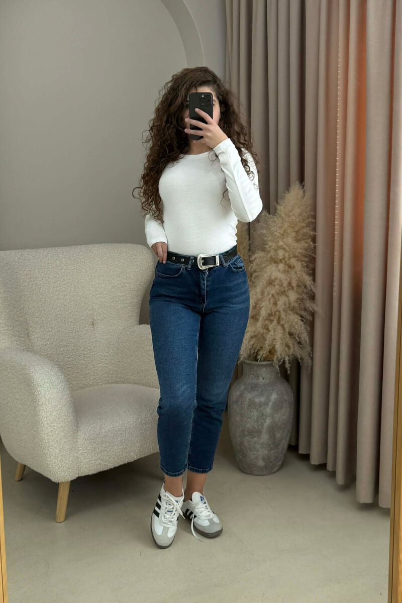 BELT MOM FRIEND DENIM WOMAN JEANS BLUE/BLU - 2