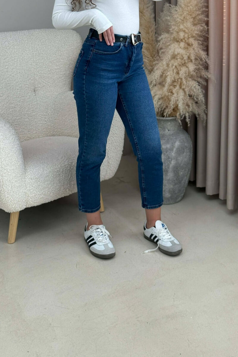 BELT MOM FRIEND DENIM WOMAN JEANS BLUE/BLU - 4