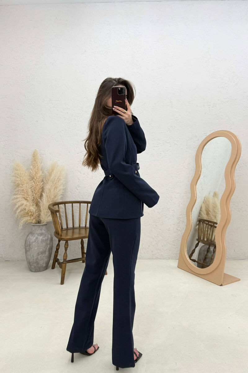 BELT ONE COLOR JACKET+TROUSERS WOMEN SET BLUE/BLU - 4