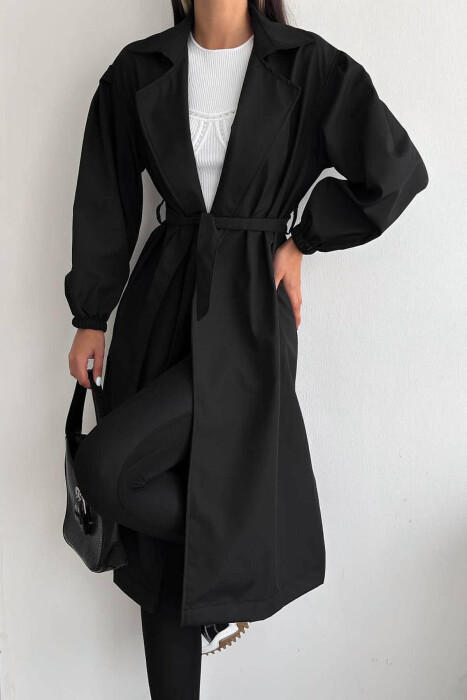 BELT ONE COLOR SIMPLE WOMAN JACKET BLACK/ E ZEZE - 3