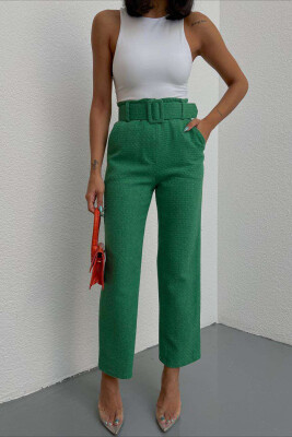 BELT ONE COLOR WOMAN TROUSERS GREEN/JESHILE 