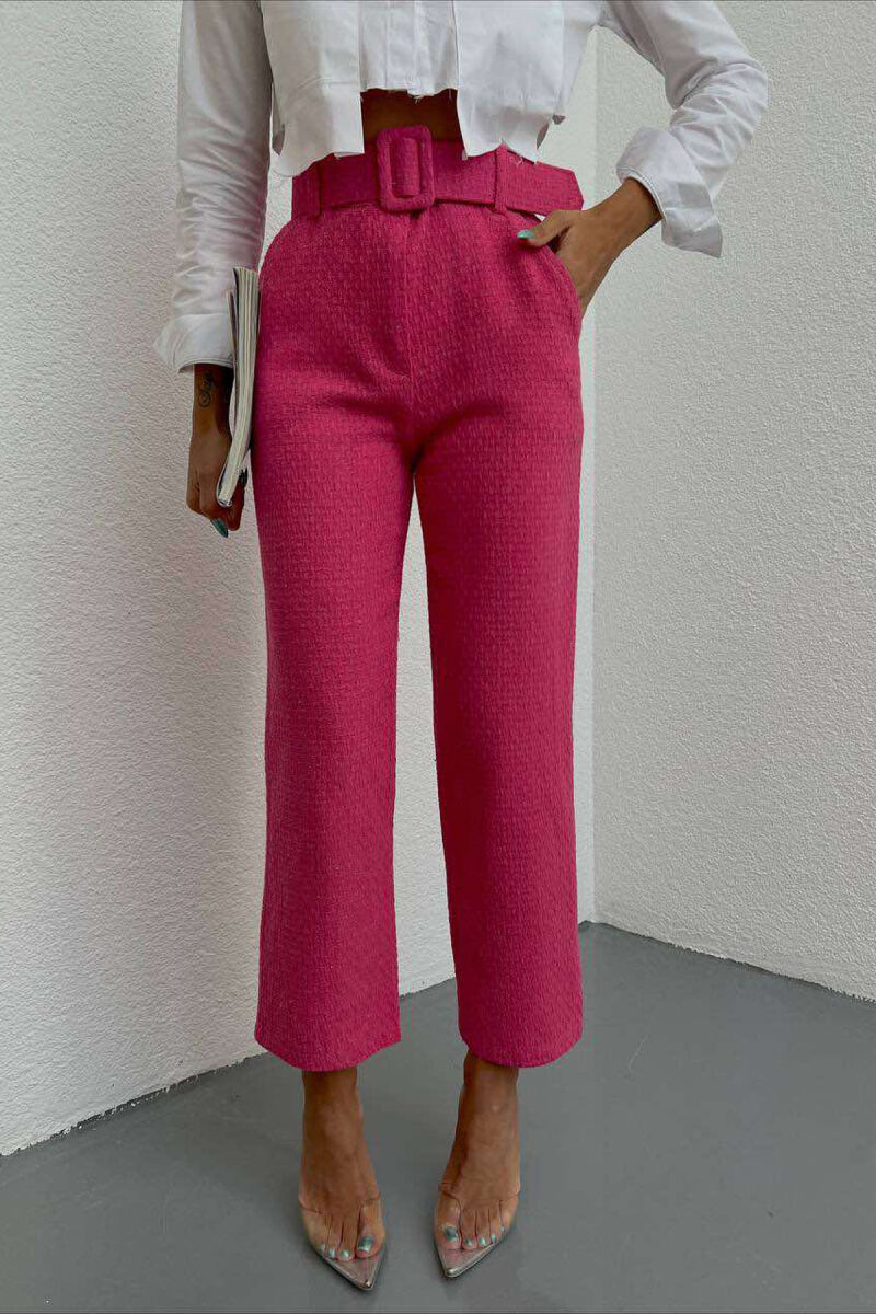 BELT ONE COLOR WOMAN TROUSERS PINK/ROZE - 1