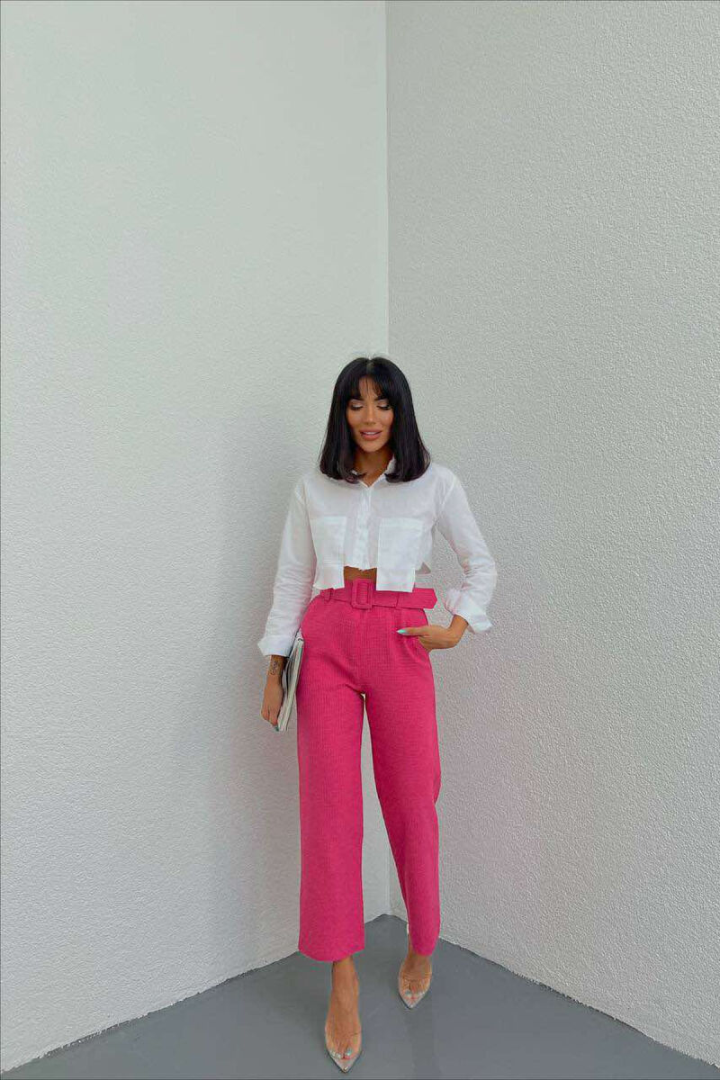 BELT ONE COLOR WOMAN TROUSERS PINK/ROZE - 2