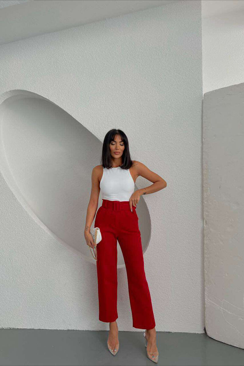 BELT ONE COLOR WOMAN TROUSERS RED/E KUQE - 2