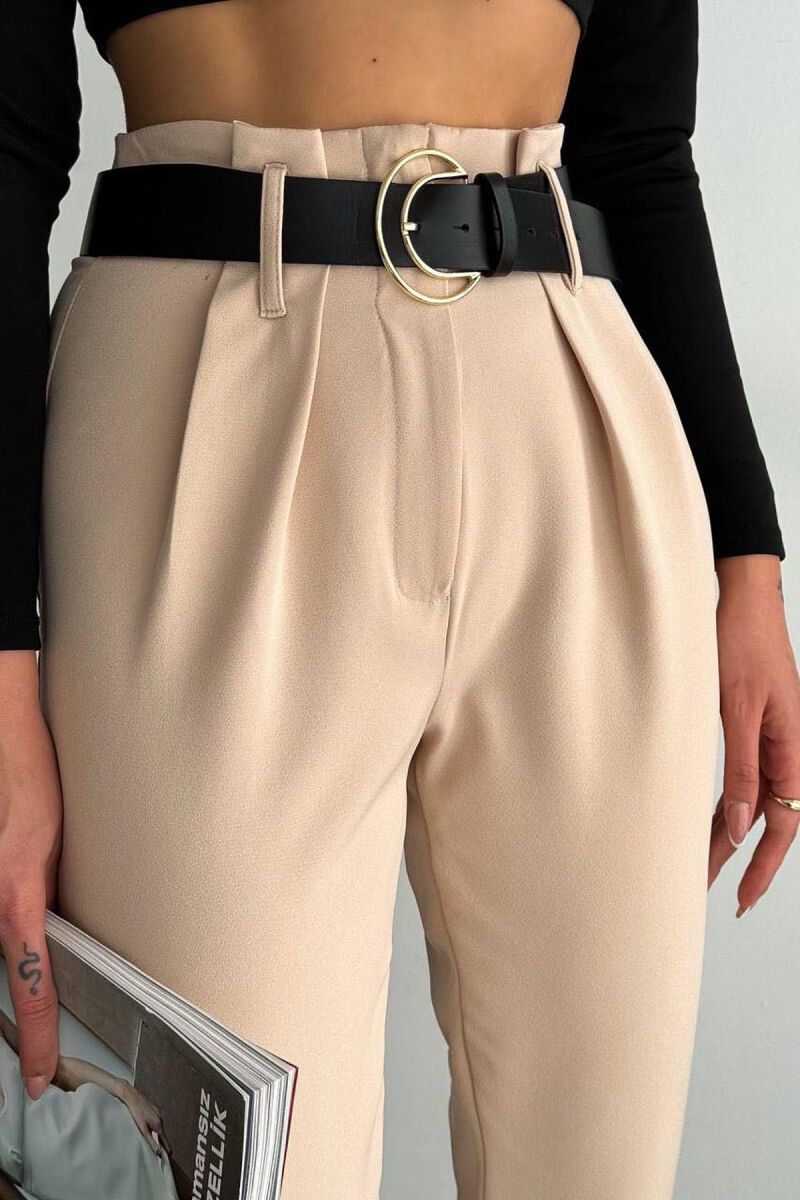 BELT SIMPLE WOMAN TROUSERS BEIGE/BEZHE - 2