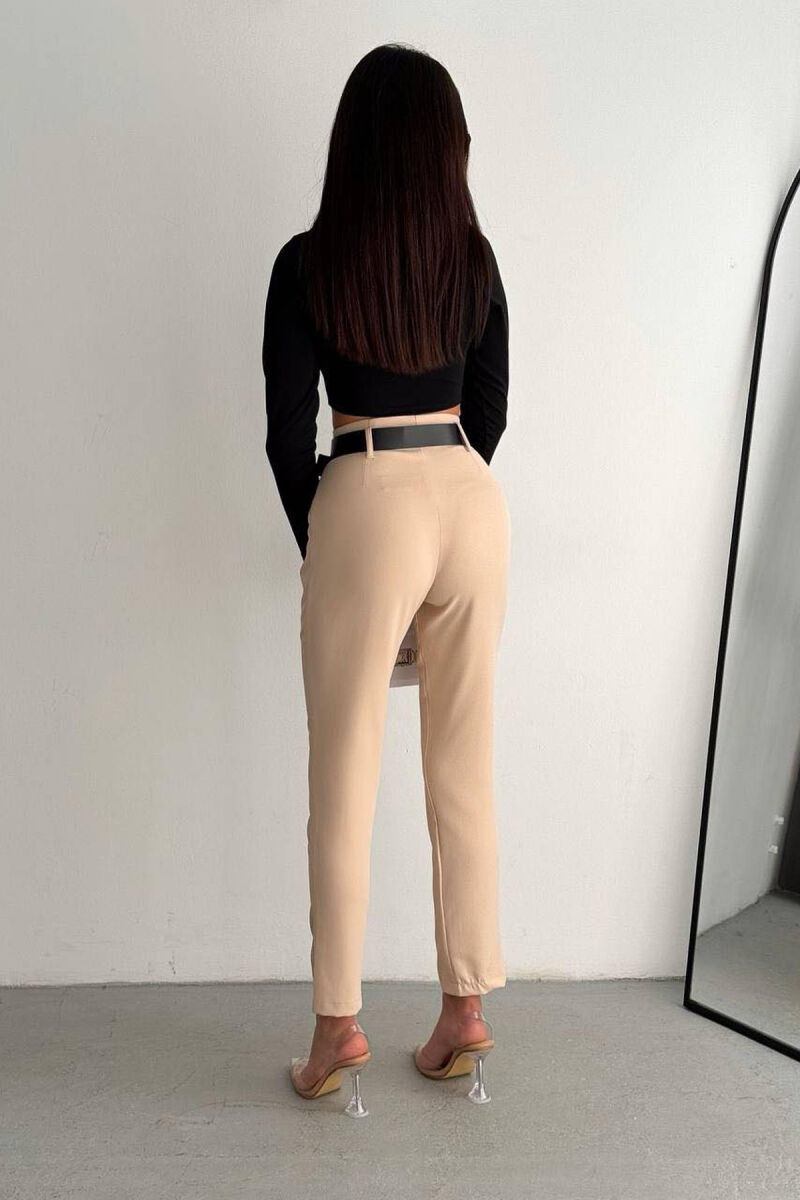 BELT SIMPLE WOMAN TROUSERS BEIGE/BEZHE - 4