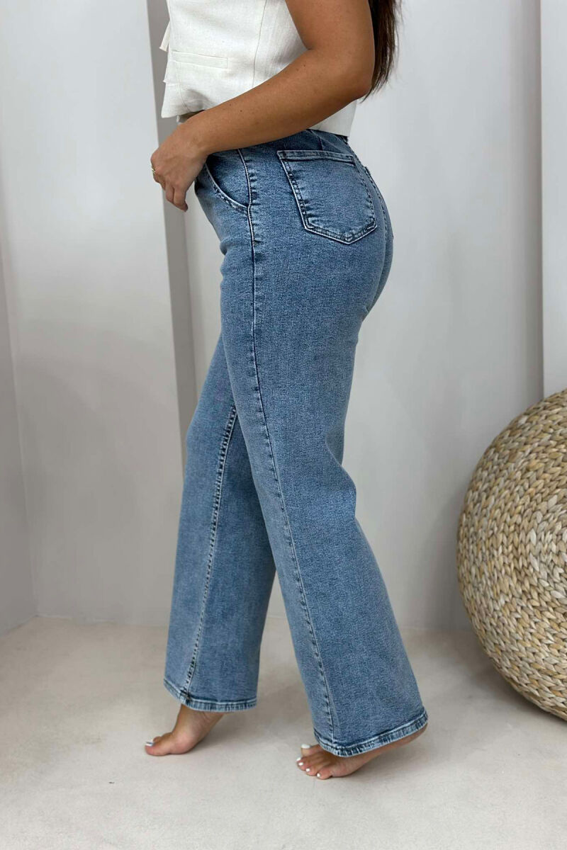 BELT WIDE LEG ONE COLOR SIMPLE WOMAN JEANS LIGHTBLUE/BZ - 2