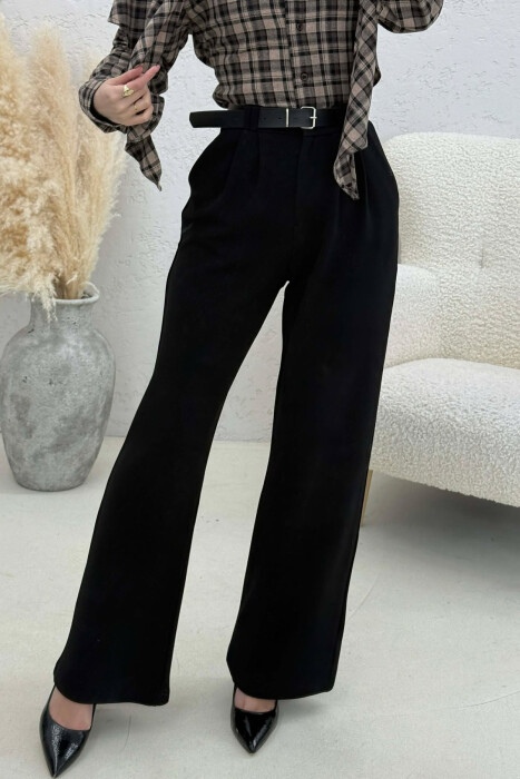 ONE COLOR BELT WOMEN TROUSERS BLACK/ E ZEZE - 3
