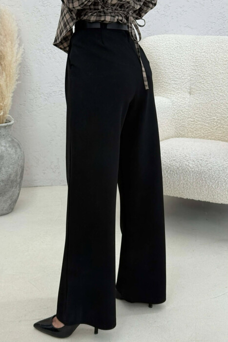 ONE COLOR BELT WOMEN TROUSERS BLACK/ E ZEZE - 4