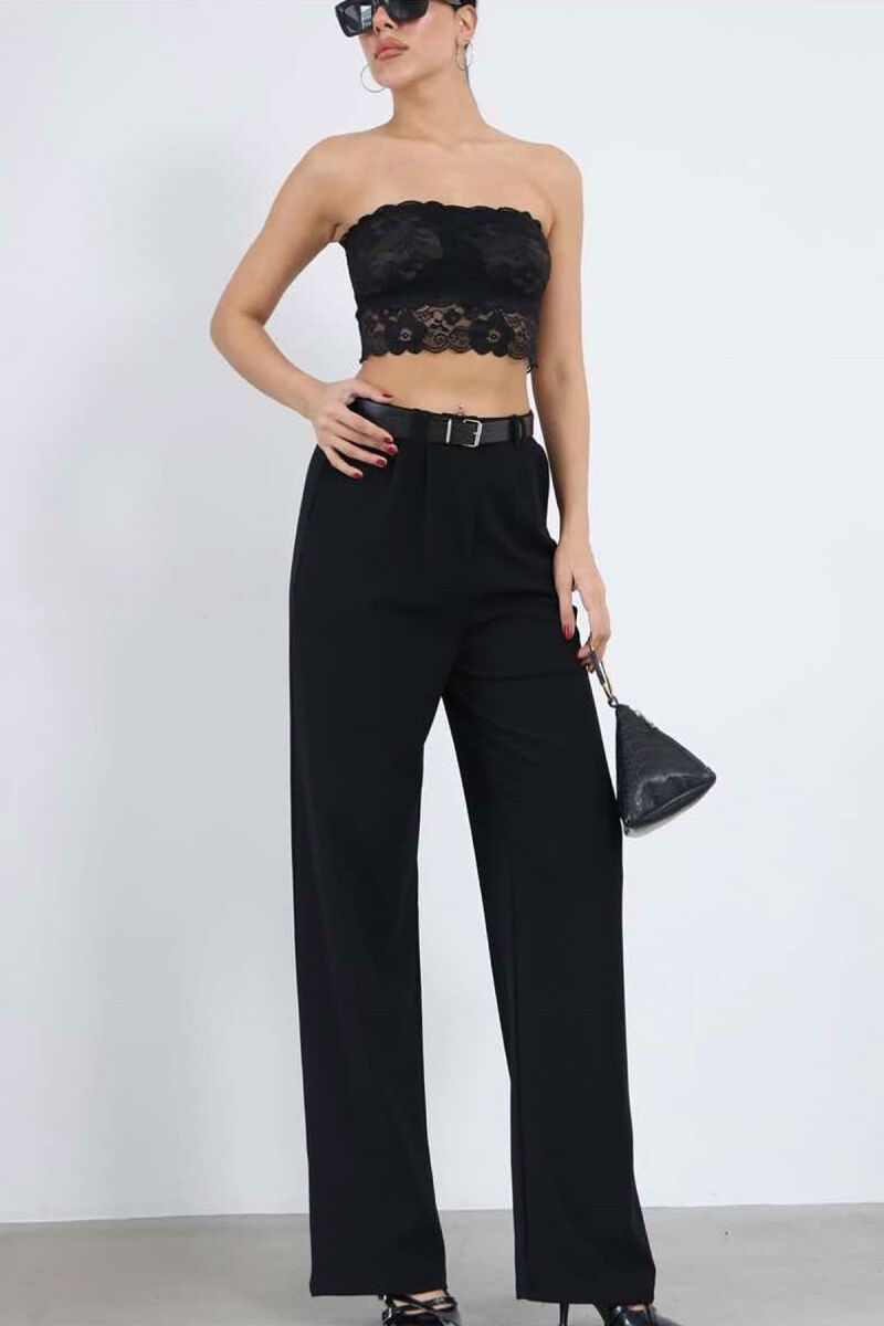  BELT WOMEN TROUSERS IN BLACK COLOR - 7