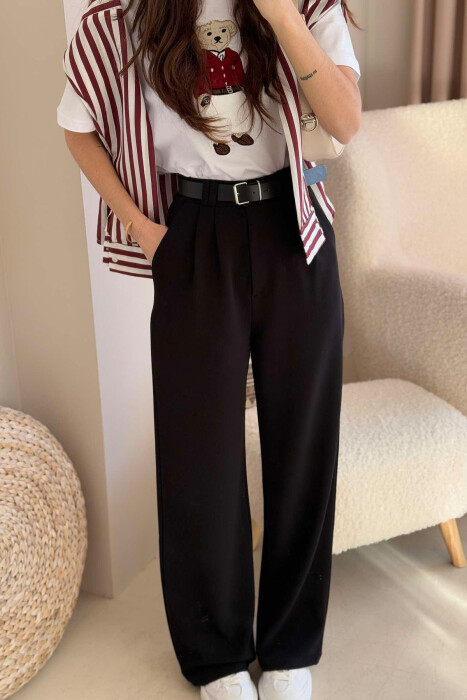  BELT WOMEN TROUSERS IN BLACK COLOR - 4