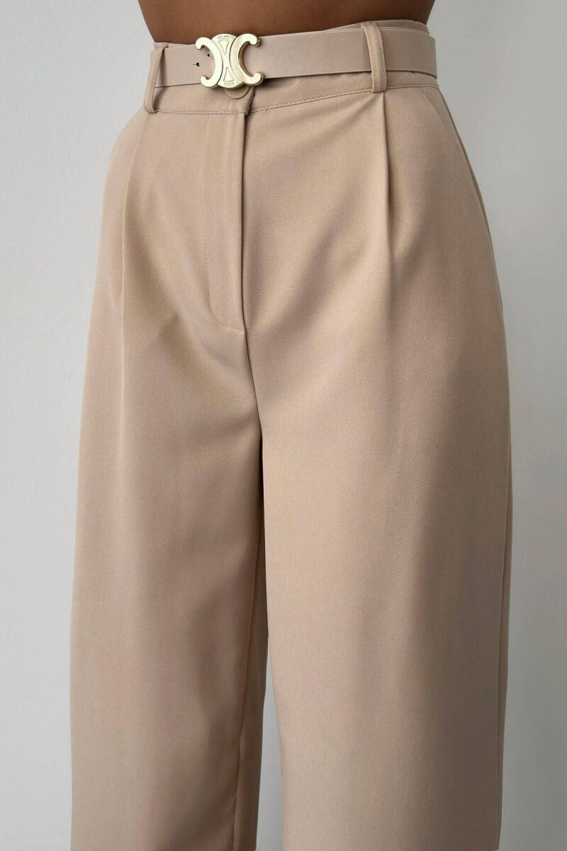  BELT WOMAN TROUSERS IN CREAM COLOR - 2