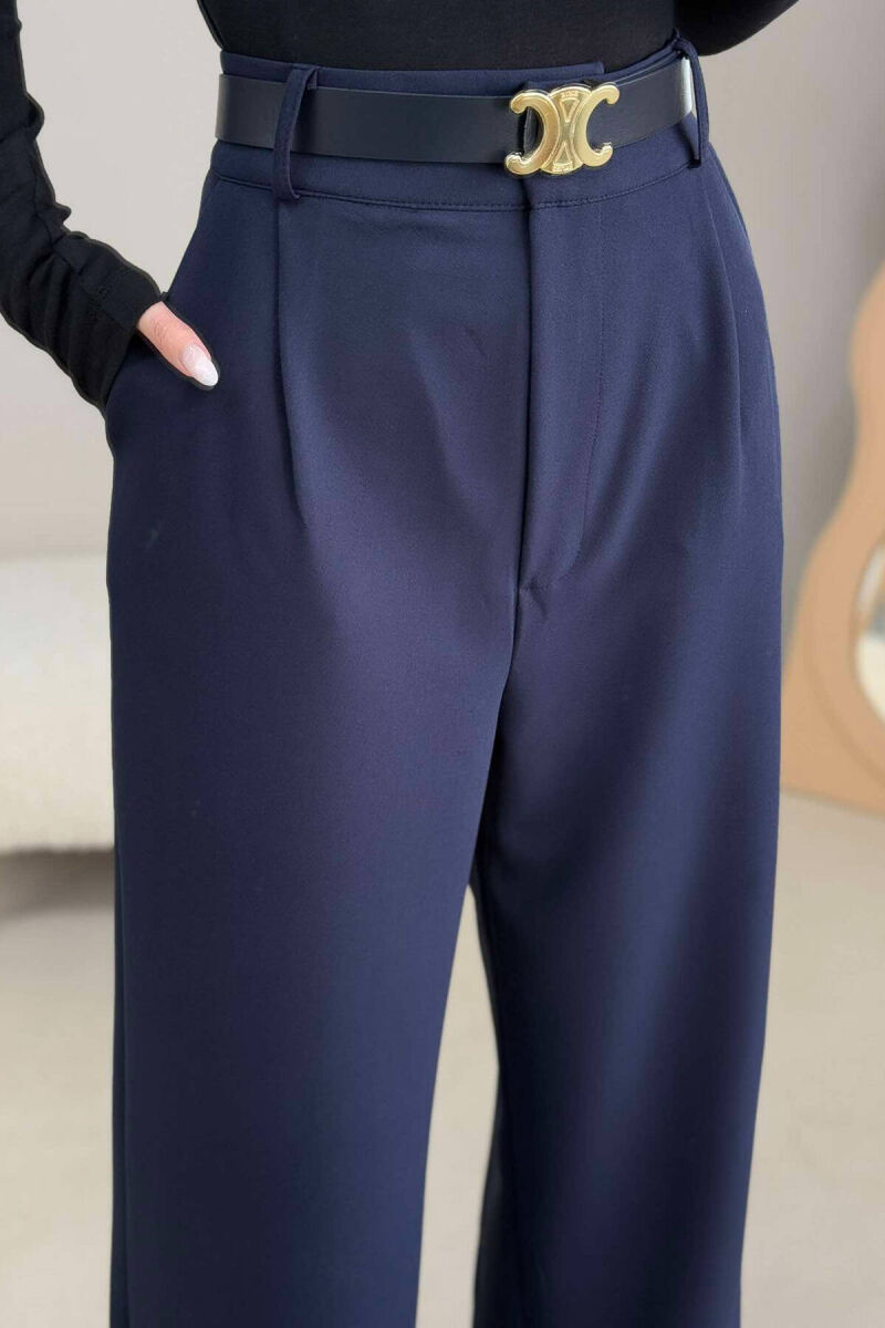  BELT WOMAN TROUSERS IN DARK BLUE COLOR - 2