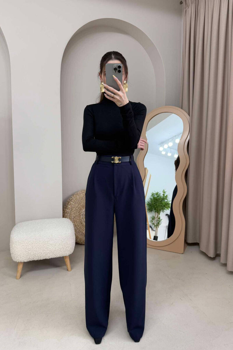  BELT WOMAN TROUSERS IN DARK BLUE COLOR - 4