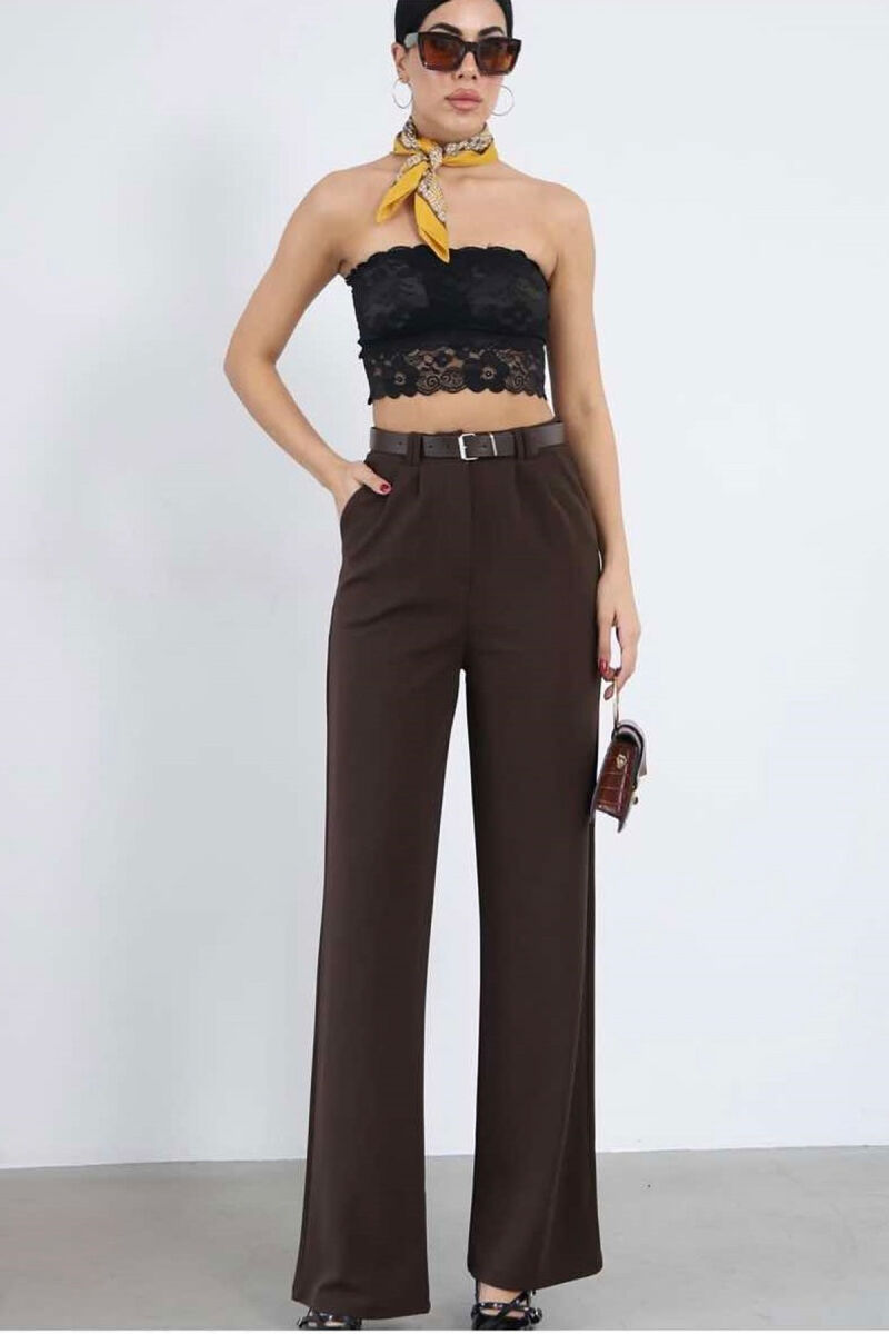 BELT WOMEN TROUSERS IN BROWN COLOR - 10