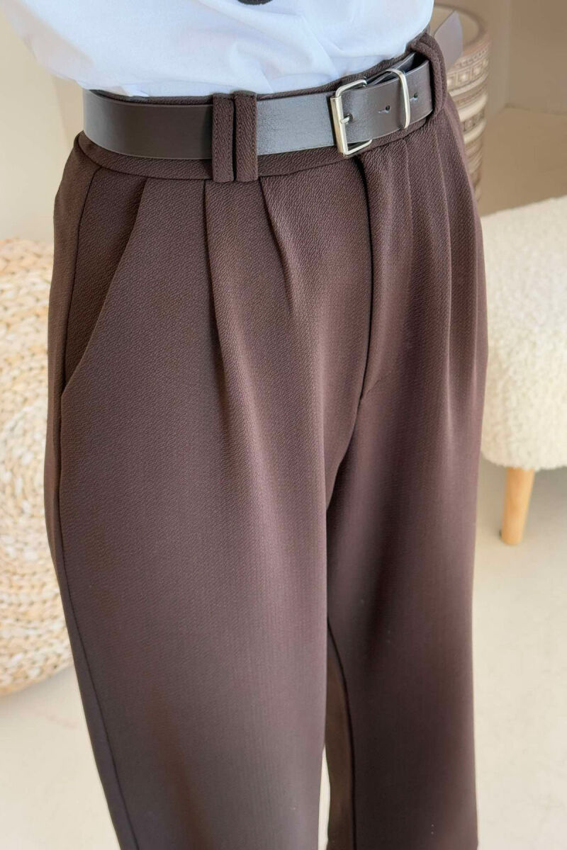 BELT WOMEN TROUSERS IN BROWN COLOR - 6