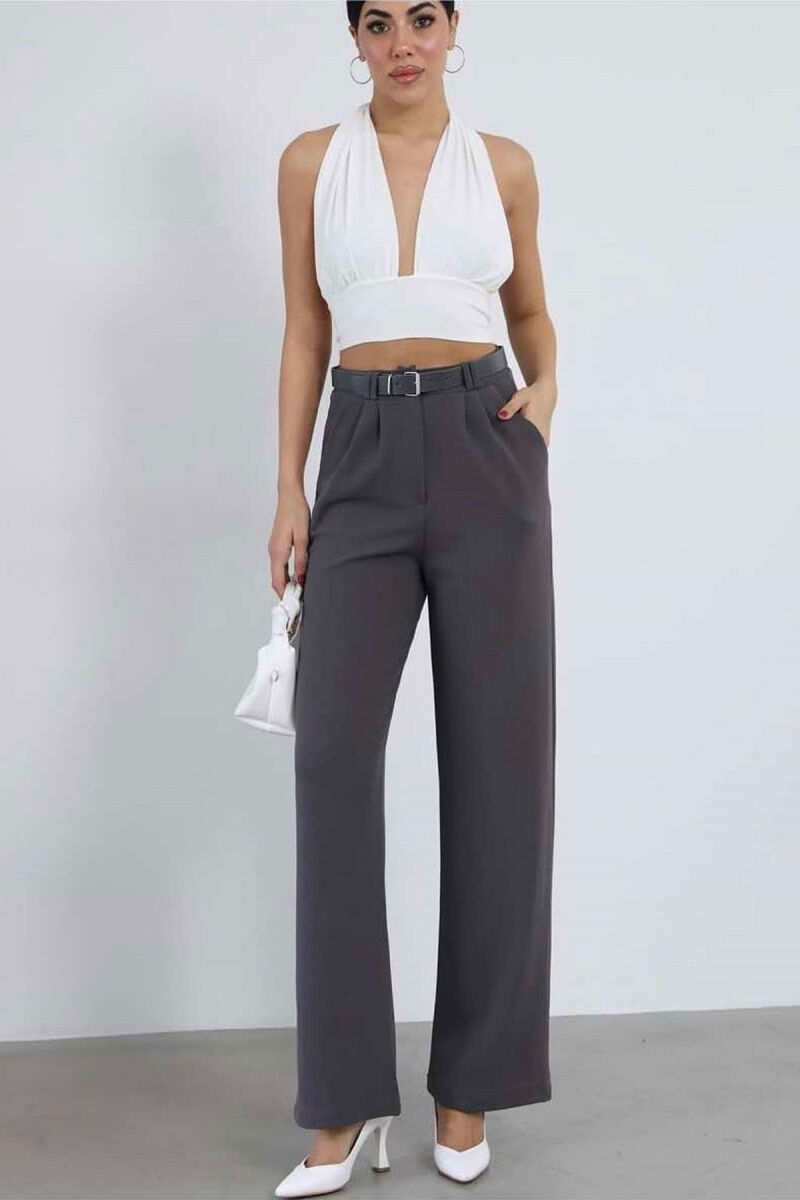 BELT WOMEN TROUSERS IN GREY COLOR - 7