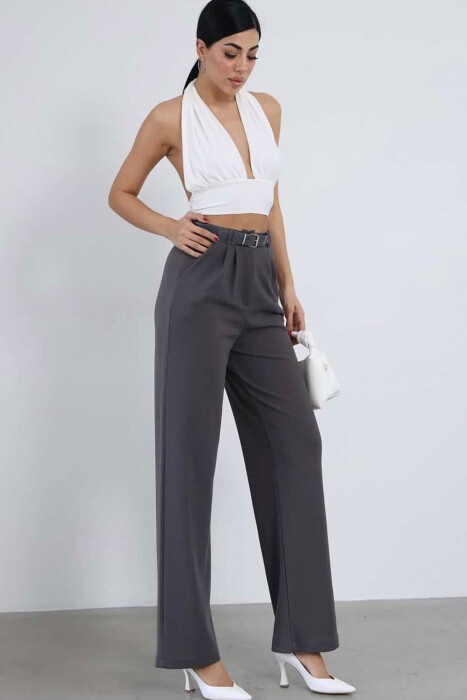 BELT WOMEN TROUSERS IN GREY COLOR - 8