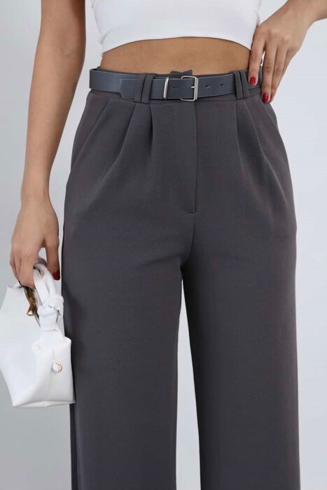 BELT WOMEN TROUSERS IN GREY COLOR - 9