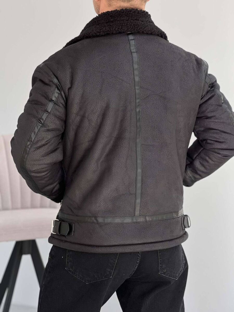 BELTED MEN JACKET WITH ZIPPERS IN BLACK COLOR - 5