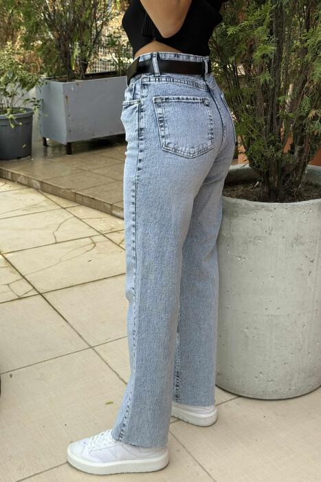 BELTED ONE COLOR STRAIGHT WOMEN JEANS BEAUBLUE/BBL - 8