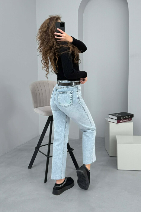 BELTED ONE COLOR STRAIGHT WOMEN JEANS BEAUBLUE/BBL - 2