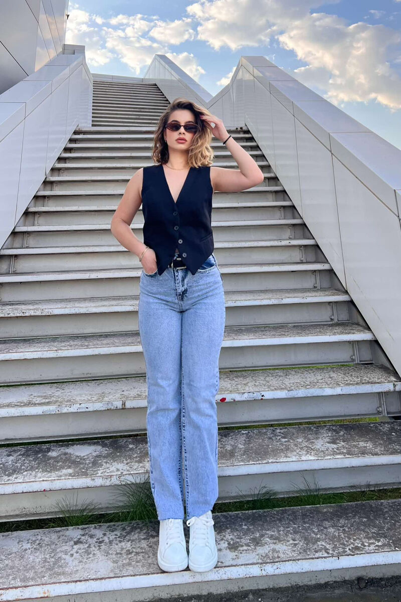 BELTED ONE COLOR STRAIGHT WOMEN JEANS LIGHTBLUE/BZ - 4
