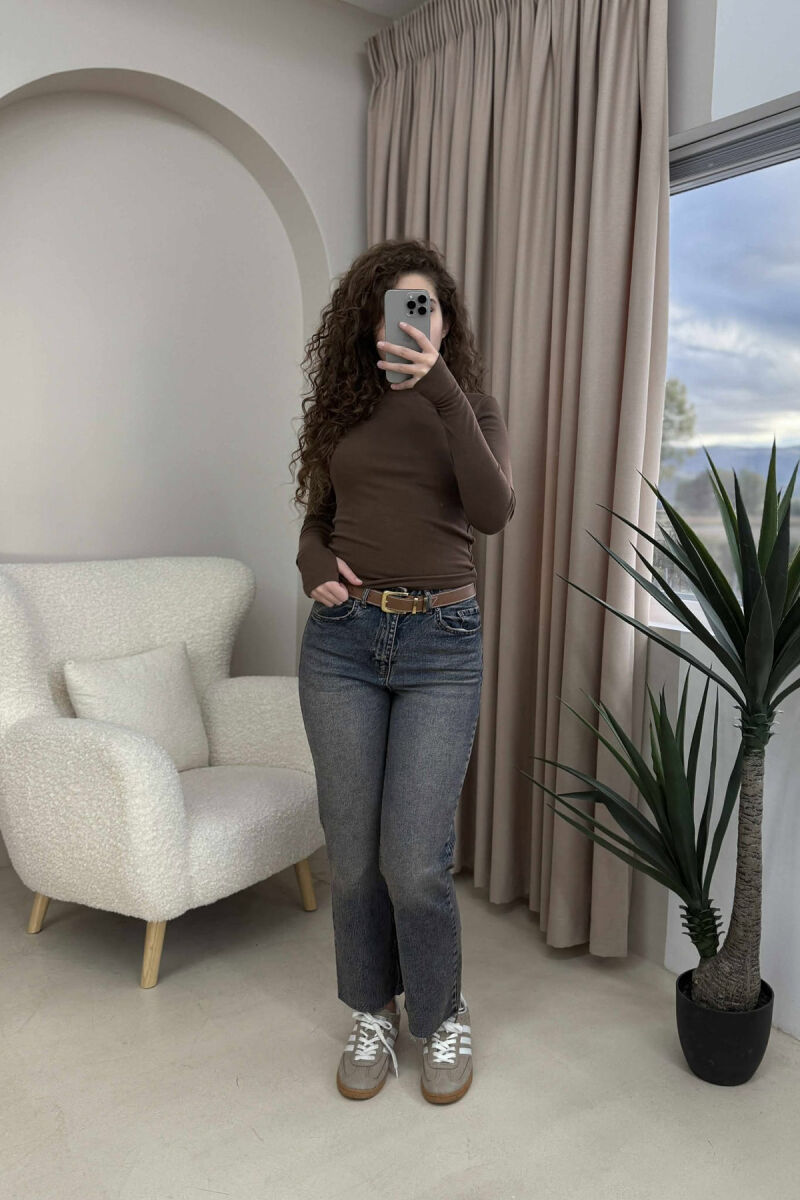 BELTED STRAIGHT WOMEN JEANS BLUE/BLU - 1