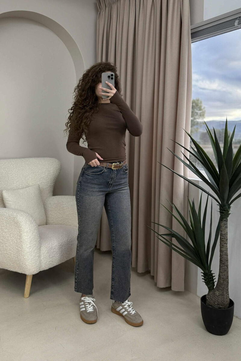 BELTED STRAIGHT WOMEN JEANS BLUE/BLU - 2