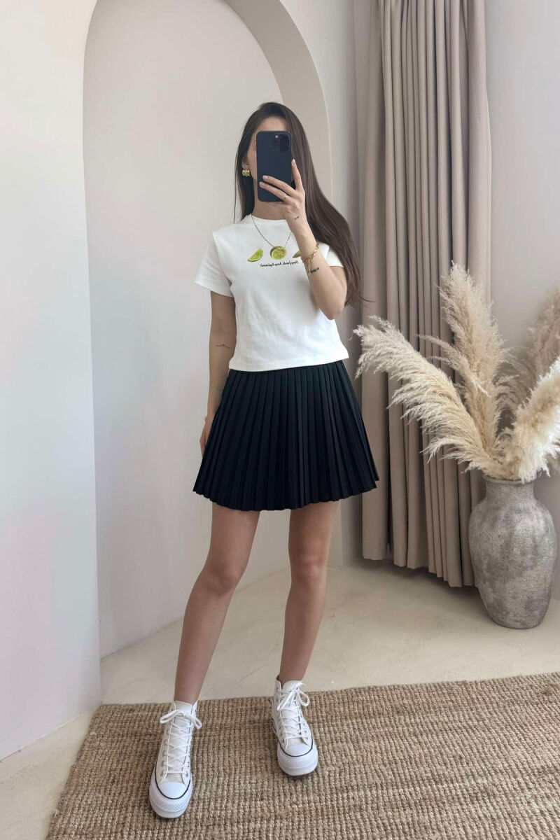 BELTED WOMEN SKIRT IN BLACK COLOR - 1