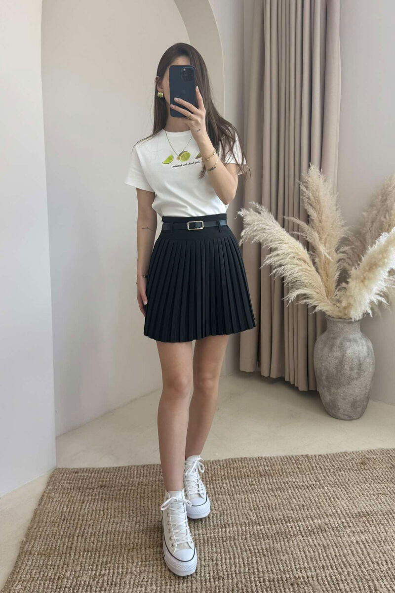 BELTED WOMEN SKIRT IN BLACK COLOR - 3