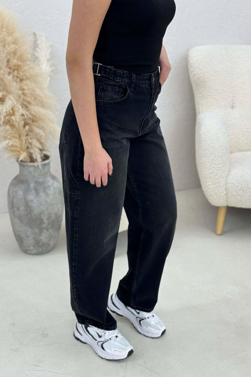 BELTS DETAIL WOMEN JEANS BLACK/ E ZEZE - 2